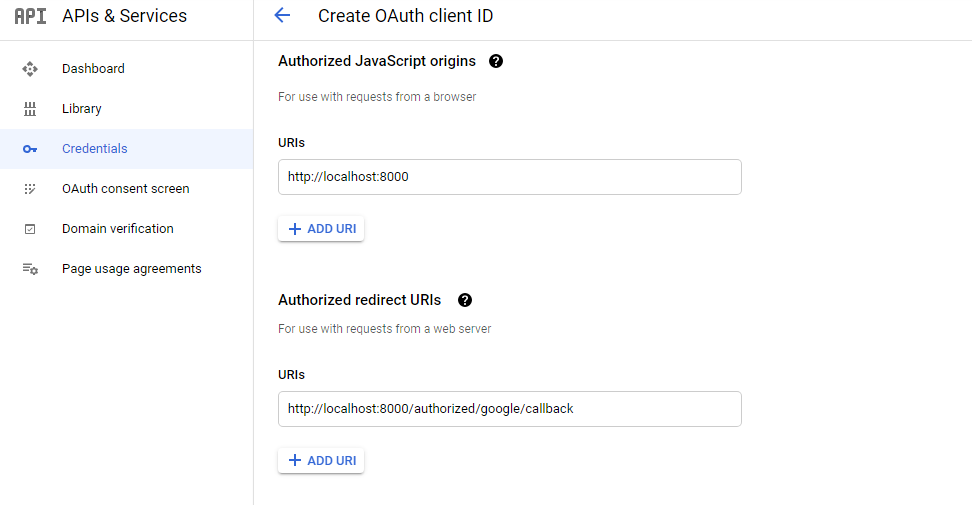 google create oAuth client id
