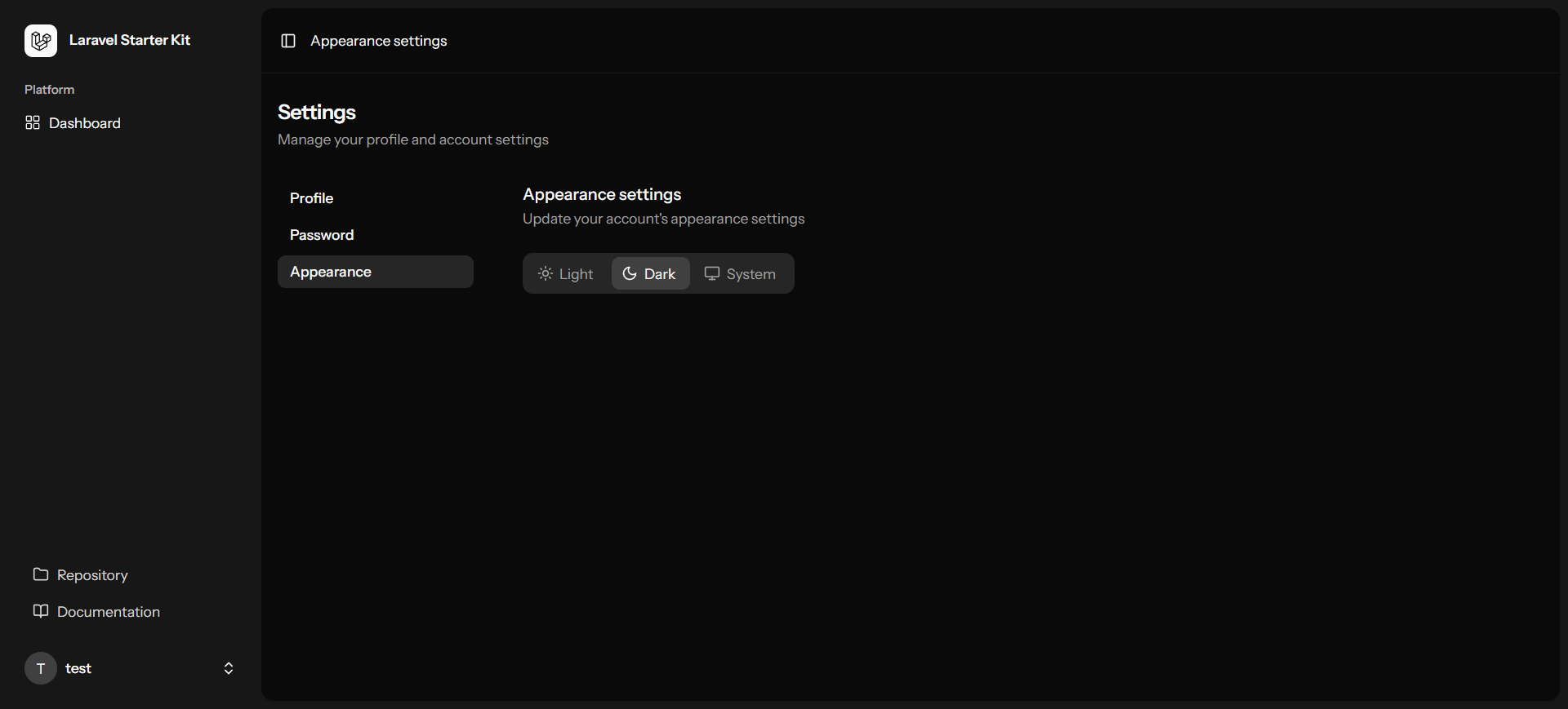 laravel-12-appearance-settings-page